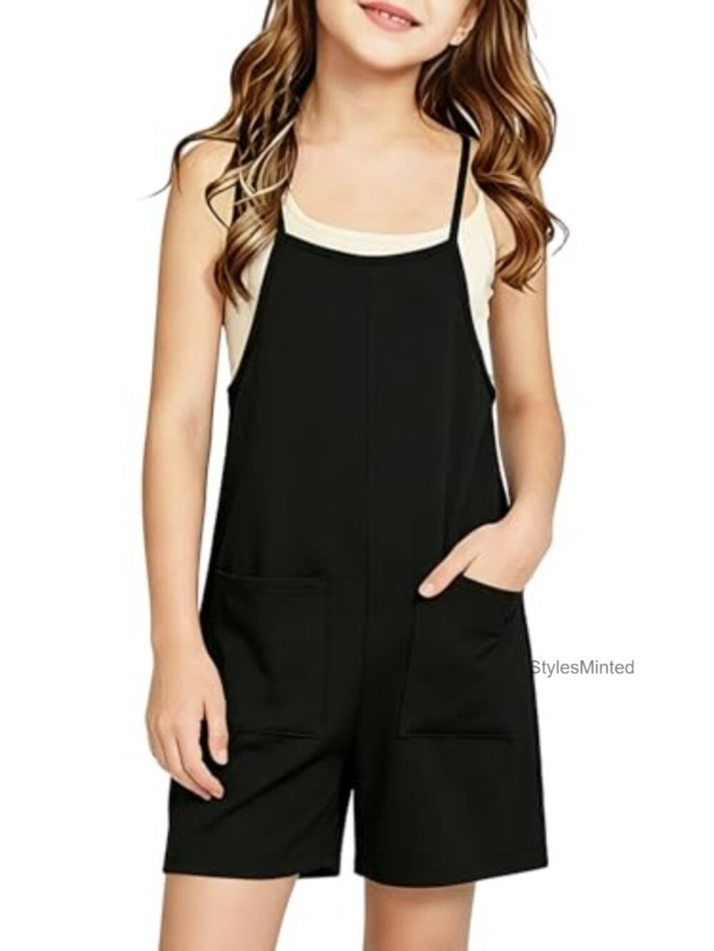 Girls Casual Jumpsuit with Pockets Sleeveless Romper Summer Outfit 5-14 Years